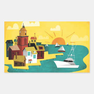 Adesivo Retangular Cidade de porto abstrata