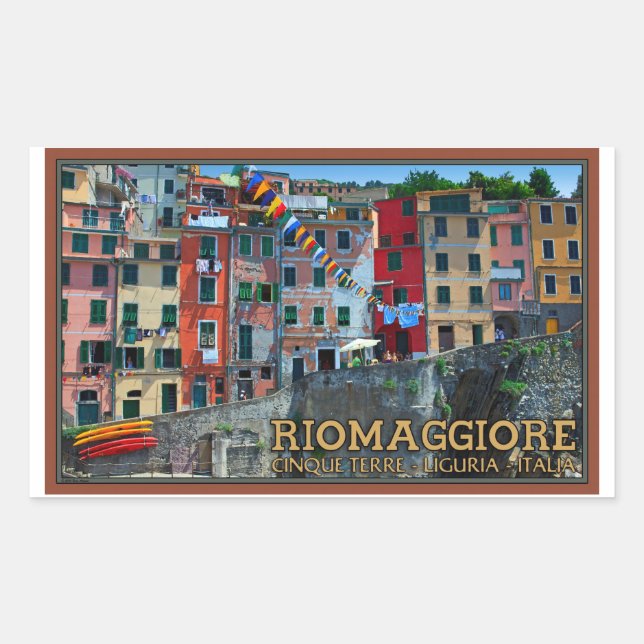 Adesivo Retangular Cinque Terre - Casas de Riomaggiore (Frente)