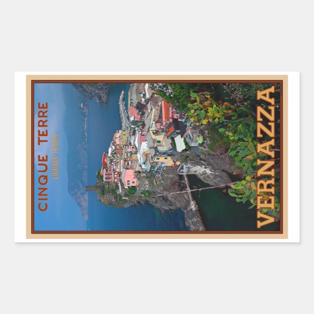 Adesivo Retangular Cinque Terre - Vernazza de Acima (Frente)