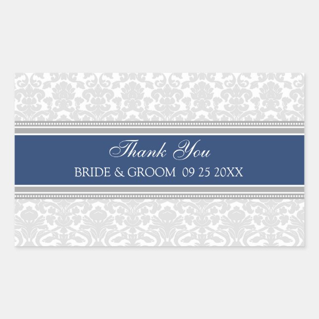 Adesivo Retangular Cinzas Azuis - Peça Obrigado. (Frente)