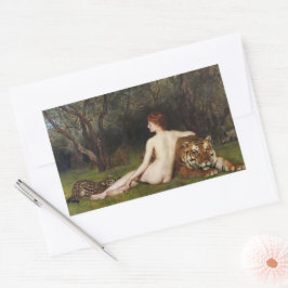 Adesivo Retangular Circe (Mulher Com Tigre Selvagem) (por John Collie