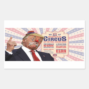Adesivo Retangular Circo do Palhaço de Trump - Design Poster vintage