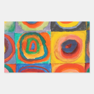 Adesivo Retangular Círculos Concentrados Quadrados de Kandinsky
