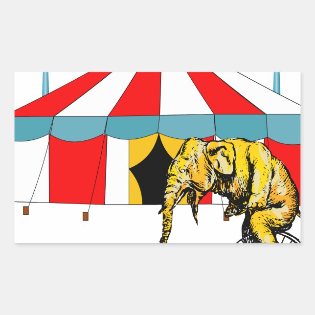 Adesivo Retangular Circus Memorabilia Em Memória de Elefantes de Circ (Frente)