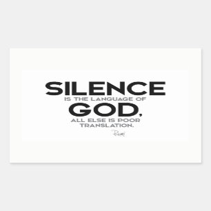 Adesivo Retangular CITAÇÕES: Rumi: Silêncio: Língua do deus