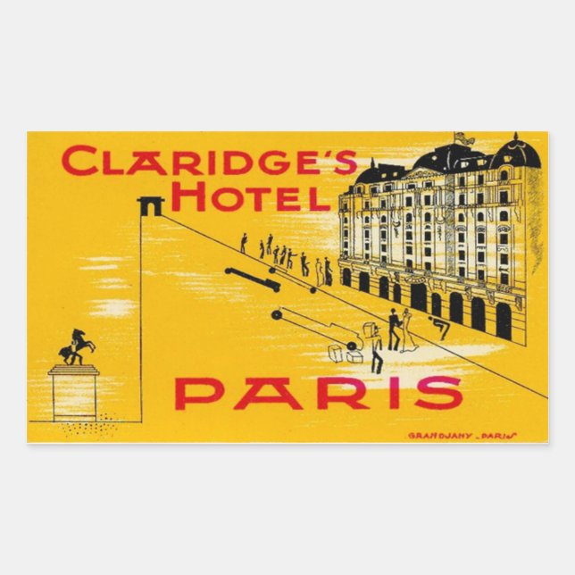 Adesivo Retangular Claridge' s Hotel (Paris) (Frente)