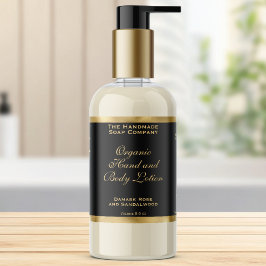 Adesivo Retangular Classic Black and Gold Foil Cosmetics Bottle Label