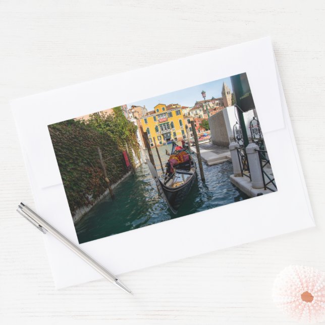 Adesivo Retangular Classic Gondola Mooring in Venice (Envelope)