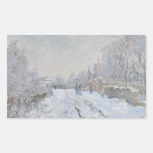 Adesivo Retangular Claude Monet - Cena de Neve no Argenteuil