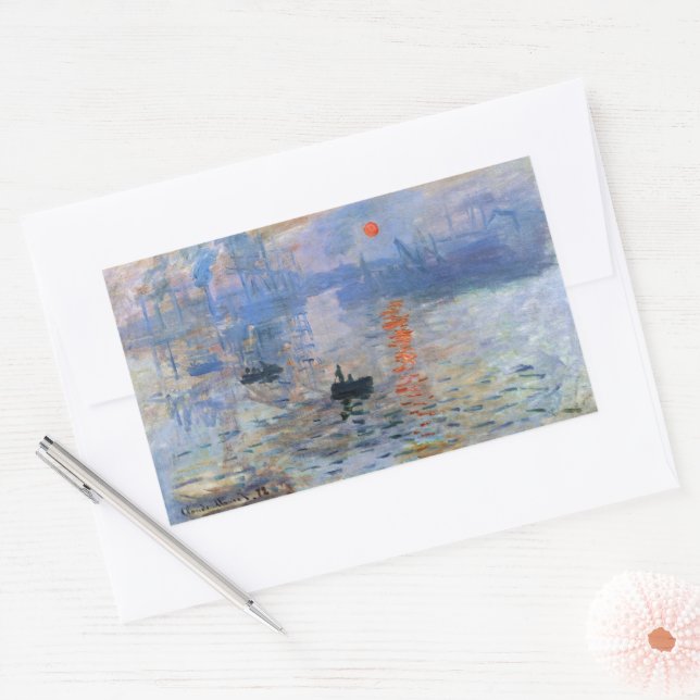 Adesivo Retangular Claude Monet Impression Sunrise 1872 Porto Arte (Envelope)