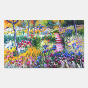 Adesivo Retangular Claude Monet: Jardim da íris por Giverny