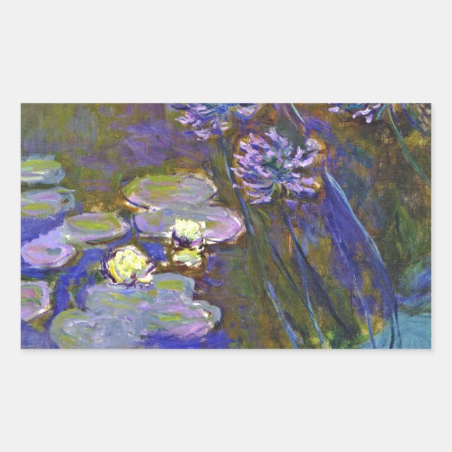 Adesivo Retangular Claude Monet Nenúfares Agapanthus Arte Vintage (Frente)