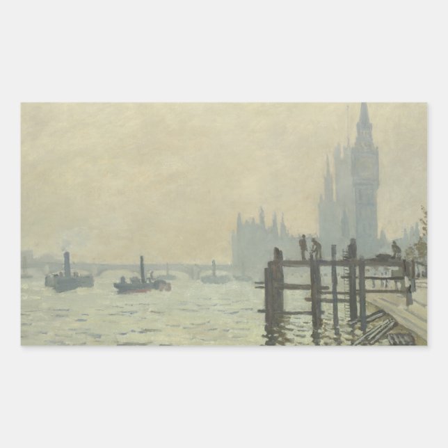 Adesivo Retangular Claude Monet - O Tamisa em Westminster (Frente)