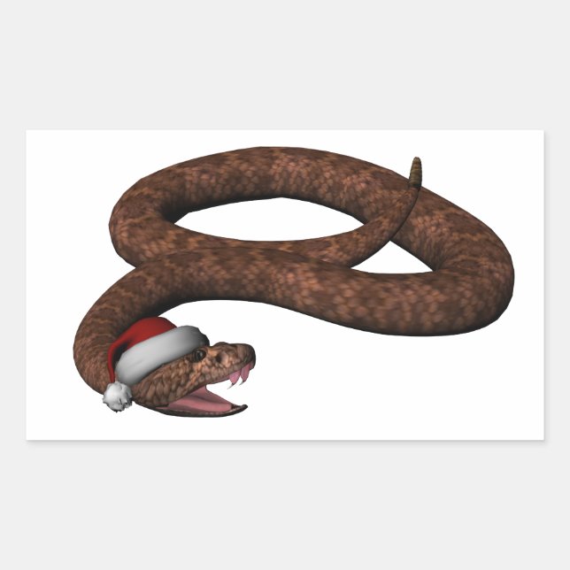 Adesivo Retangular Cobra com chapéu de Papai Noel (Frente)