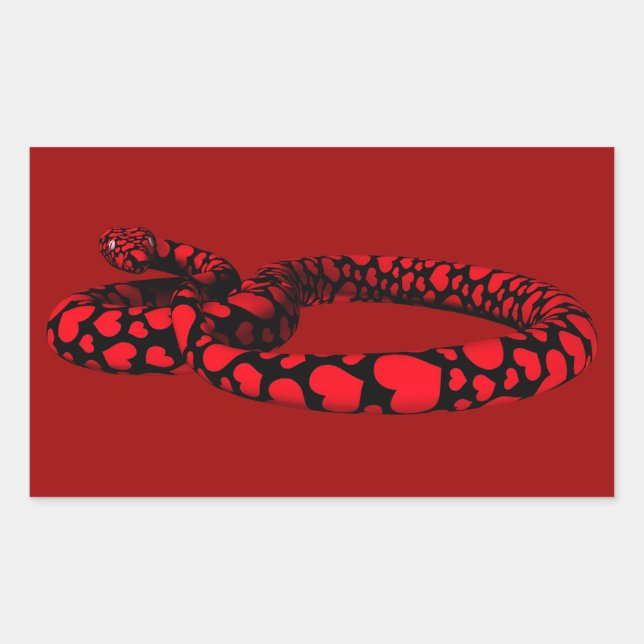 Adesivo Retangular Cobra vermelho com coração (Frente)