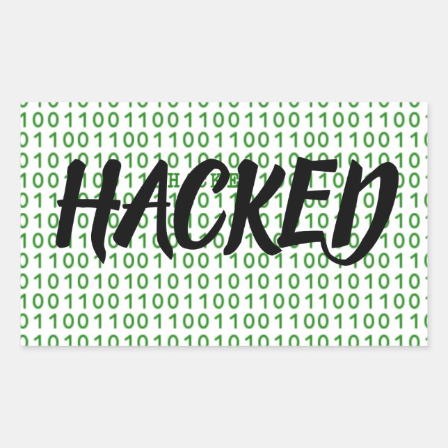 Adesivo Retangular Código Binário HACKED (Frente)