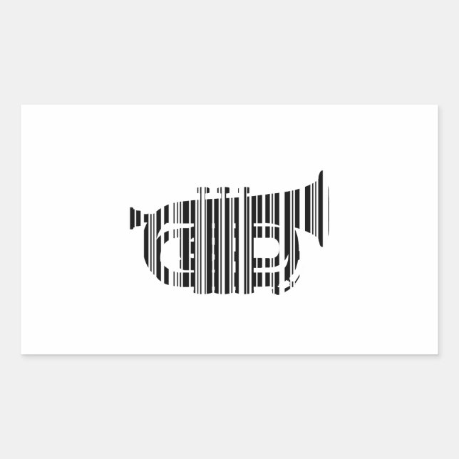 Adesivo Retangular CÓDIGO DE BAR TRUMPET Music Barcode Design (Frente)