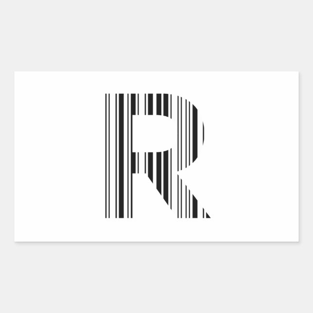 Adesivo Retangular CÓDIGO DE BARRAS LETRA R Primeiro Padrão de Código (Frente)
