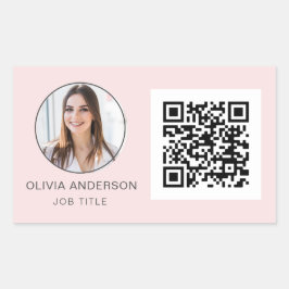 Adesivo Retangular Código QR - Cor de rosa-rosa com fotos profissiona