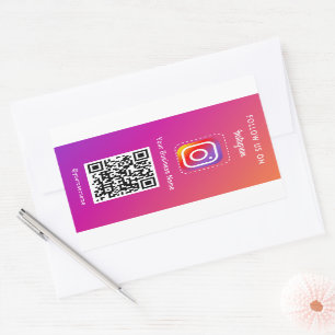 Adesivo Retangular Código QR de Foto do Instagram Profissional Siga-m