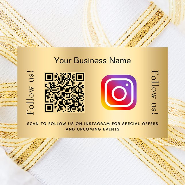 Adesivo Retangular Código qr de negócios dourado instagram (Criador carregado)