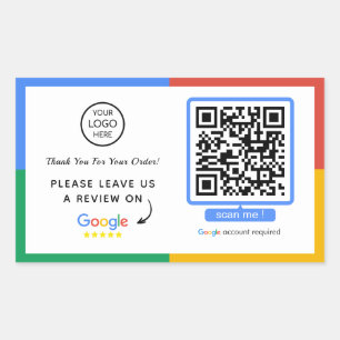 Adesivo Retangular Código QR do Google Review   Business Review Us
