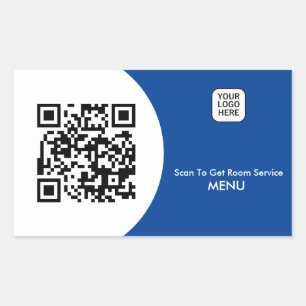 Adesivo Retangular Código QR do Menu de Serviço do Hotel Personalizad