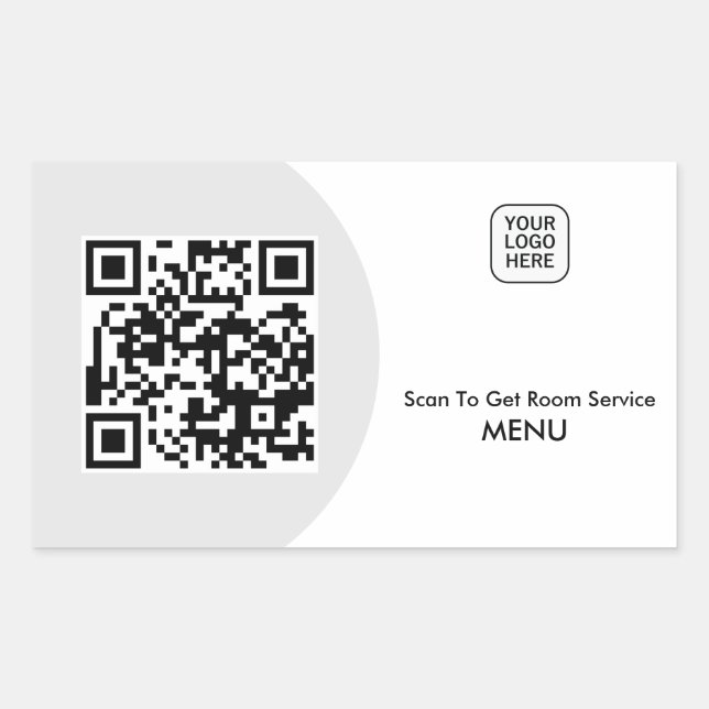 Adesivo Retangular Código QR do Menu de Serviço do Hotel Personalizad (Frente)