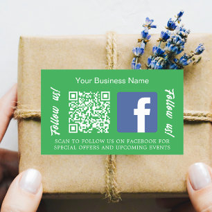Adesivo Retangular Código qr do nome comercial verde Facebook