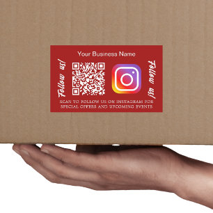 Adesivo Retangular Código qr do nome comercial vermelho Instagram
