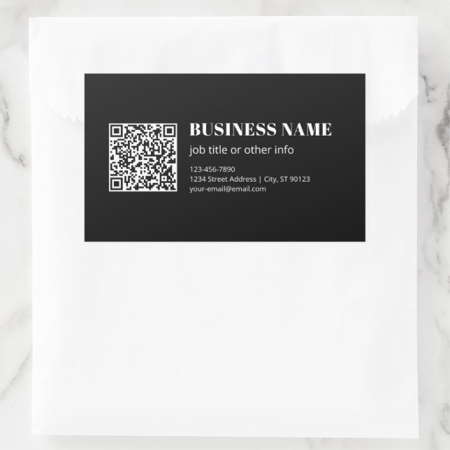 Adesivo Retangular Código QR personalizado & Texto retrô-moderno edit (Bolsa)