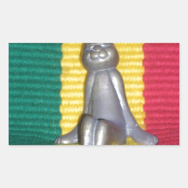 Adesivo Retangular Coelhinho em Cores Rasta: Um Toque de Impressão de (Frente)