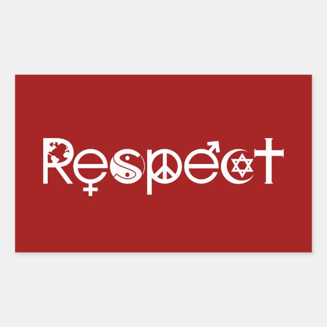 Adesivo Retangular Coexistir com Respeito - Paz Bondade & Tolerância (Frente)