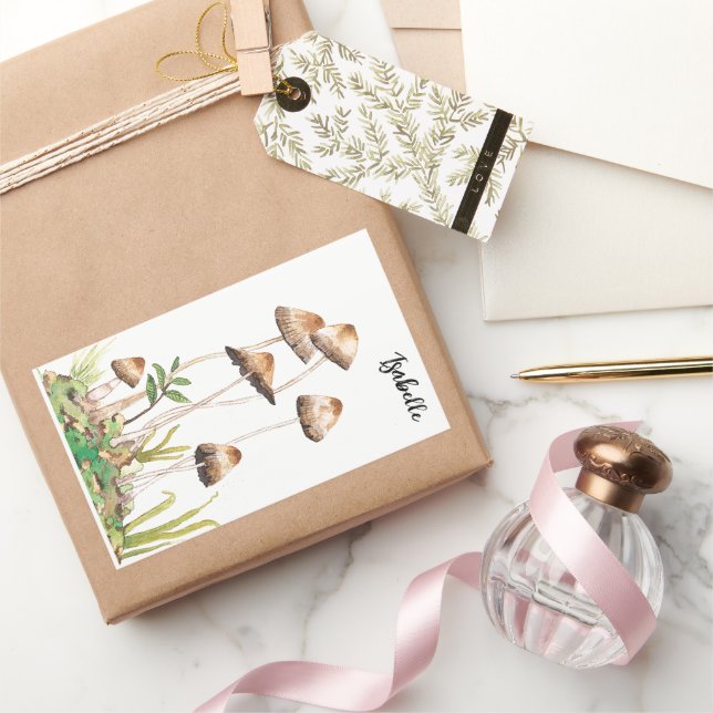 Adesivo Retangular Cogumelos Florestais Castanhos (Presentear)