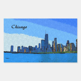 Adesivo Retangular Colagem da Silhueta de Chicago Pintura
