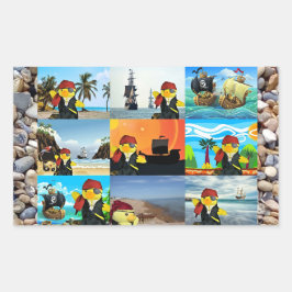 Adesivo Retangular Colagem do Pirata Danny Duck