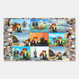 Adesivo Retangular Colagem do Pirata Danny Duck