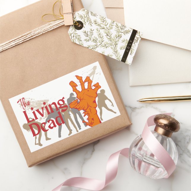 Adesivo Retangular Coleção de Carimbo de Halloween "The Living Morto" (Presentear)