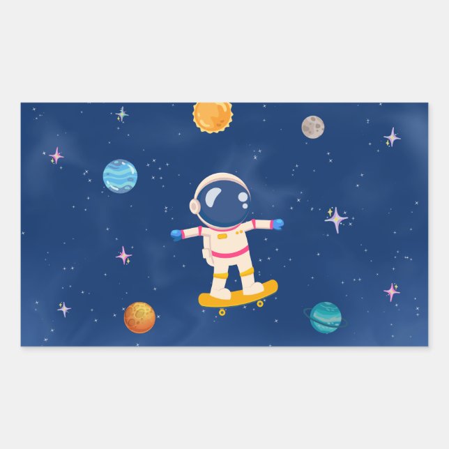 Adesivo Retangular Coleção de Festas de Espaço! (Frente)