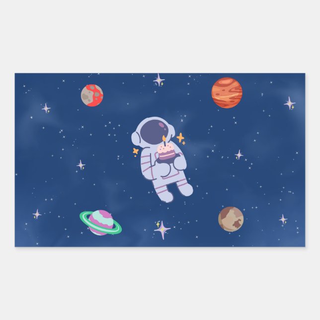 Adesivo Retangular Coleção de Festas de Espaço! (Frente)