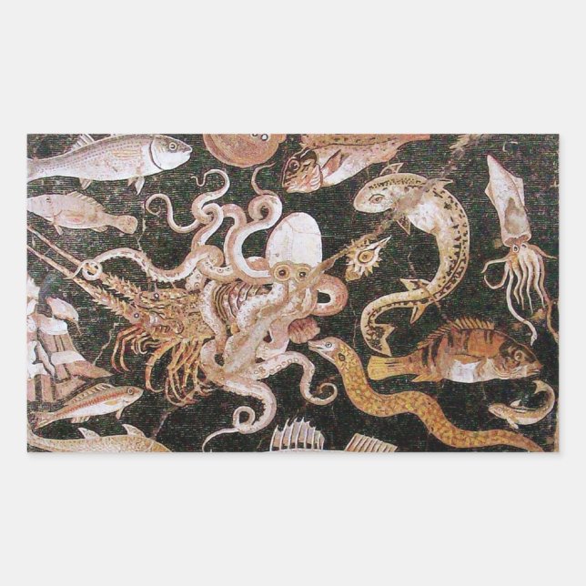 ADESIVO RETANGULAR COLEÇÃO POMPEII/OCEANO - CENA DA VIDA MARÍTIMA (Frente)