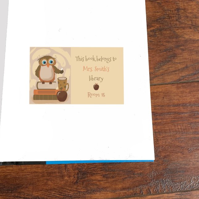 Adesivo Retangular Coletor de Biblioteca da Sala de Aula de Brown Owl (Keep track of your books with this cute classroom library rectangle sticker)
