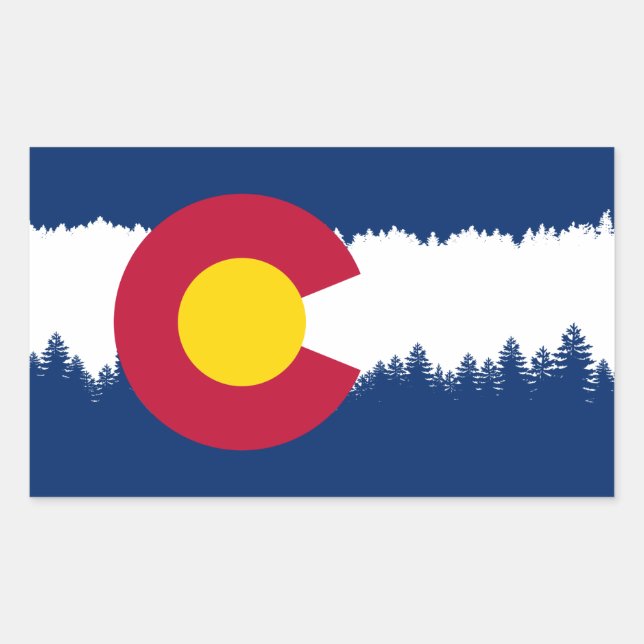 Adesivo Retangular Colorado Flag Treeline Silhouette (Frente)