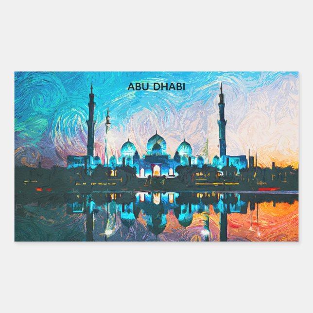 Adesivo Retangular Colorful Abu Dhabi UAE Oil Paint (Frente)