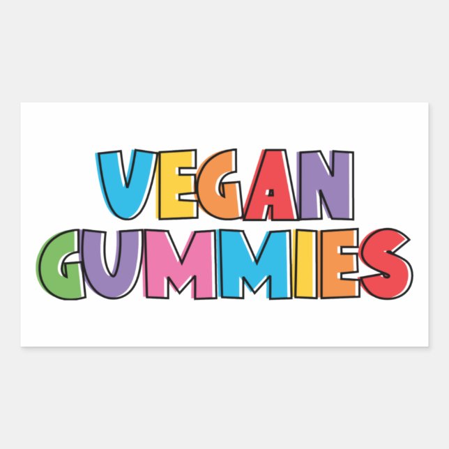 Adesivo Retangular Colorida Vegan Gummies (Frente)