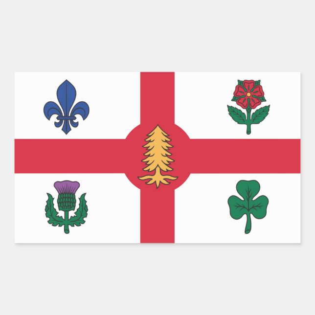 Adesivo retangular com a bandeira de Montreal, Can (Frente)