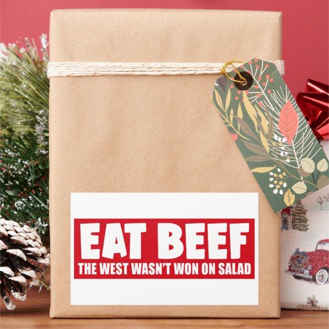 Adesivo Retangular Coma carne de bovino O Ocidente não ganhou com a P (Feriado)