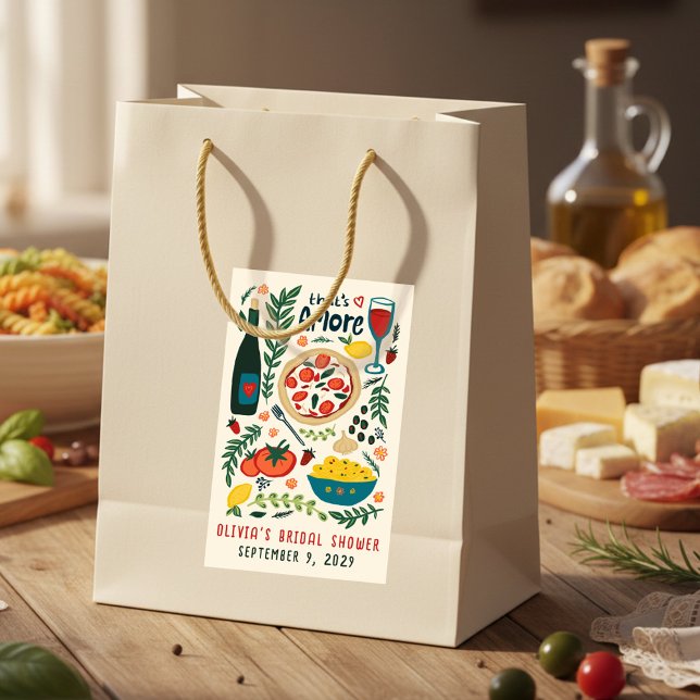 Adesivo Retangular Comida Italiana That's Amore PERSONALIZADO Chá de  (That's Amore Italian Food CUSTOM Bridal Shower Rectangular Sticker
)