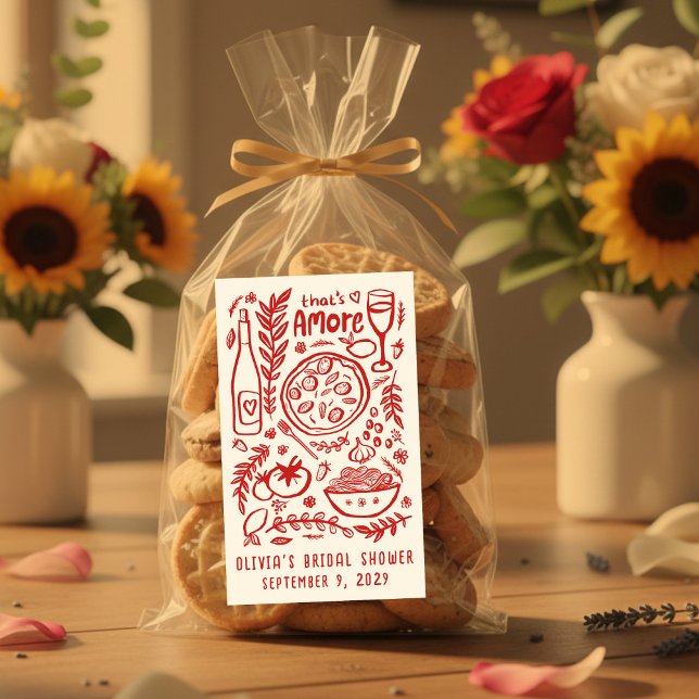 Adesivo Retangular Comida Italiana That's Amore PERSONALIZADO Chá de  (That's Amore Italian Food CUSTOM Bridal Shower Rectangular Sticker
)