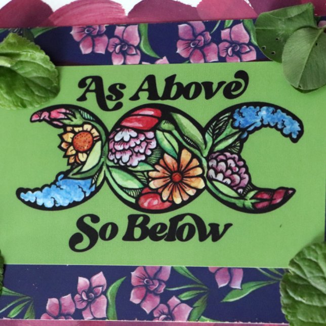 Adesivo Retangular Como Acima, Abaixo do Símbolo da Lua Tripla (Criador carregado)